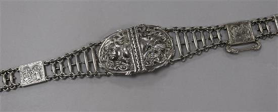 A heavy early 20th century Norwegian 830 white metal belt by Henrik Moller, Trondheim, 11 oz.